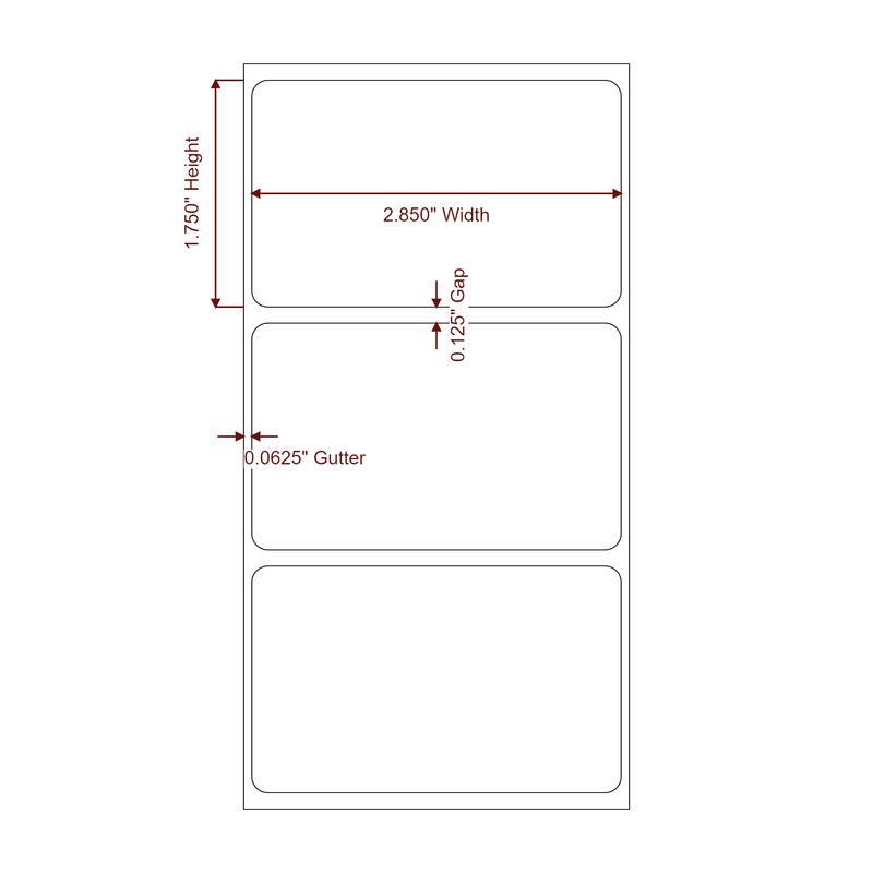 2.85" x 1.75" Inkjet Label Rolls | Fits Epson ColorWorks, VIPColor & Primera - Label Diagram