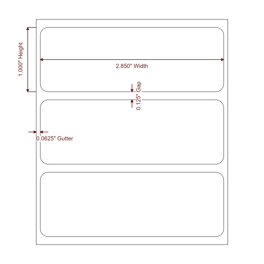 2.85" x 1" Rectangle Roll for Epson ColorWorks, VIPColor & Primera Printers; 2.85" x 1" Rectangle Label Diagram