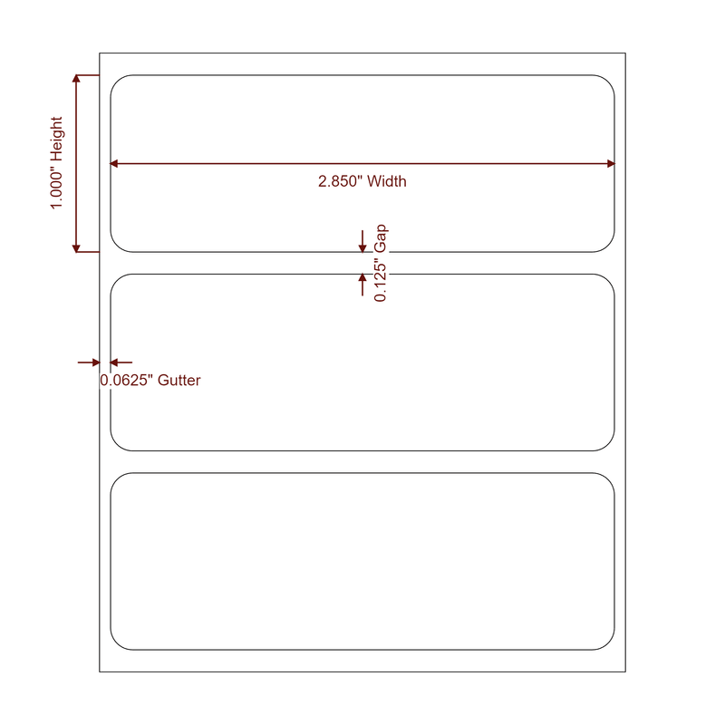 2.85" x 1" Inkjet Label Rolls | Fits Epson ColorWorks, VIPColor & Primera - Label Diagram
