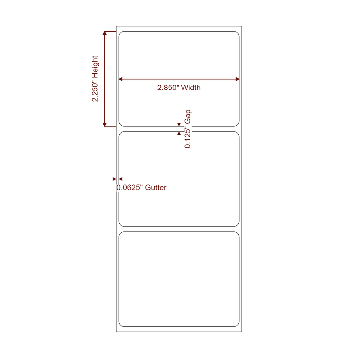 2.85" x 2.25" Rectangle Roll for Epson ColorWorks, VIPColor & Primera Printers; 2.85" x 2.25" Rectangle Label Diagram