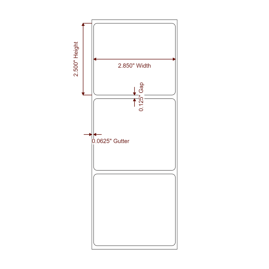 2.85" x 2.5" Rectangle Roll for Epson ColorWorks, VIPColor & Primera Printers; 2.85" x 2.5" Rectangle Label Diagram