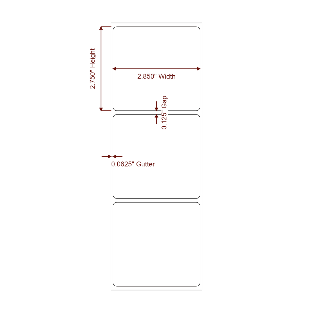 2.85" x 2.75" Rectangle Roll for Epson ColorWorks, VIPColor & Primera Printers; 2.85" x 2.75" Rectangle Label Diagram