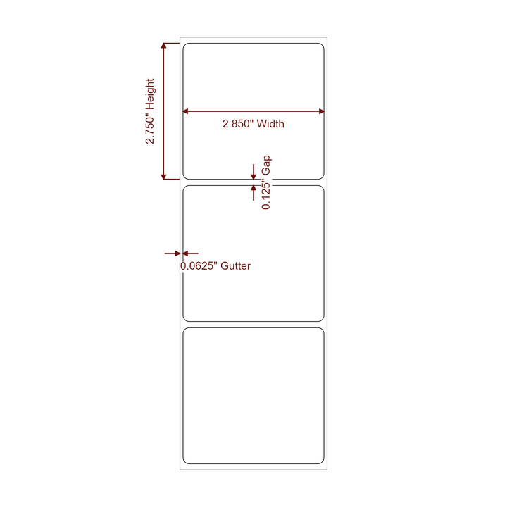 2.85" x 2.75" Rectangle Roll for Epson ColorWorks, VIPColor & Primera Printers; 2.85" x 2.75" Rectangle Label Diagram