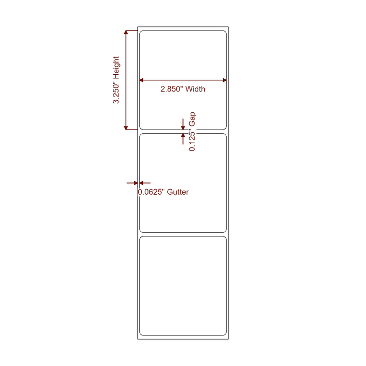 2.85" x 3.25" Rectangle Roll for Epson ColorWorks, VIPColor & Primera Printers; 2.85" x 3.25" Rectangle Label Diagram