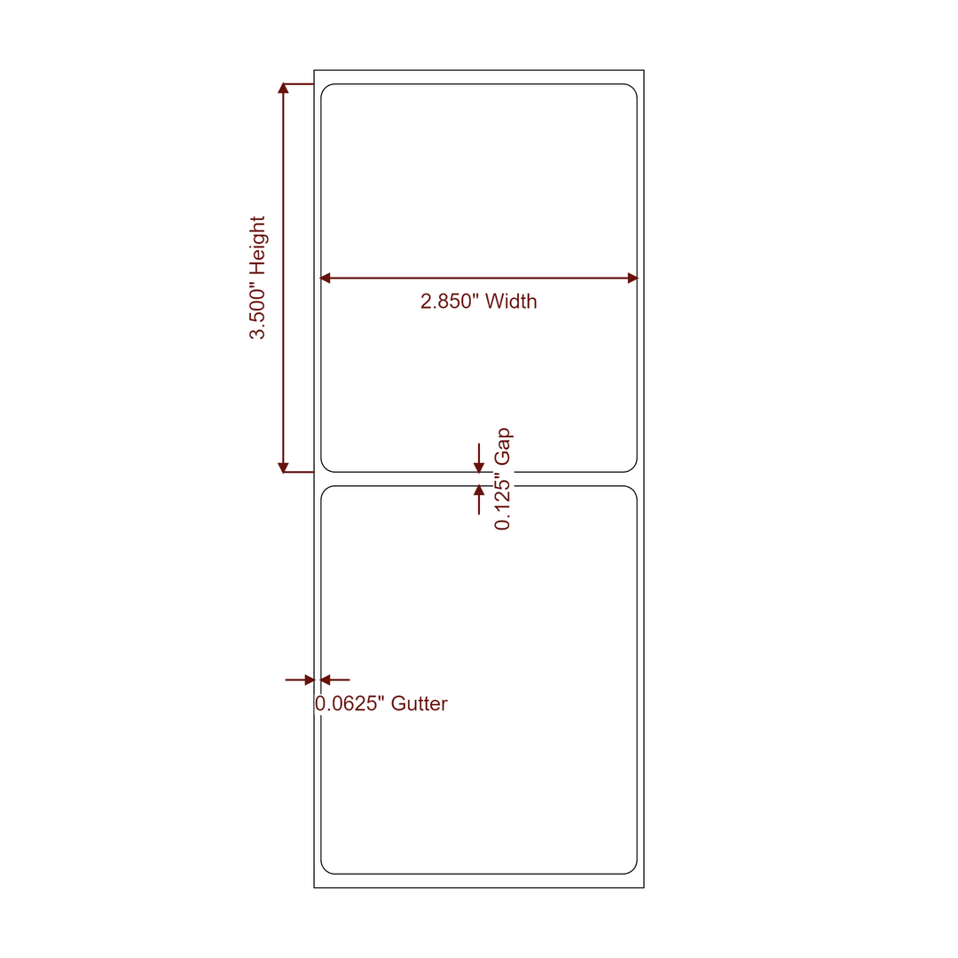 2.85" x 3.5" Rectangle Roll for Epson ColorWorks, VIPColor & Primera Printers; 2.85" x 3.5" Rectangle Label Diagram