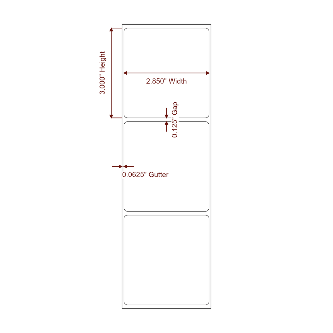 2.85" x 3" Rectangle Roll for Epson ColorWorks & Primera Printers; 2.85" x 3" Rectangle Label Diagram