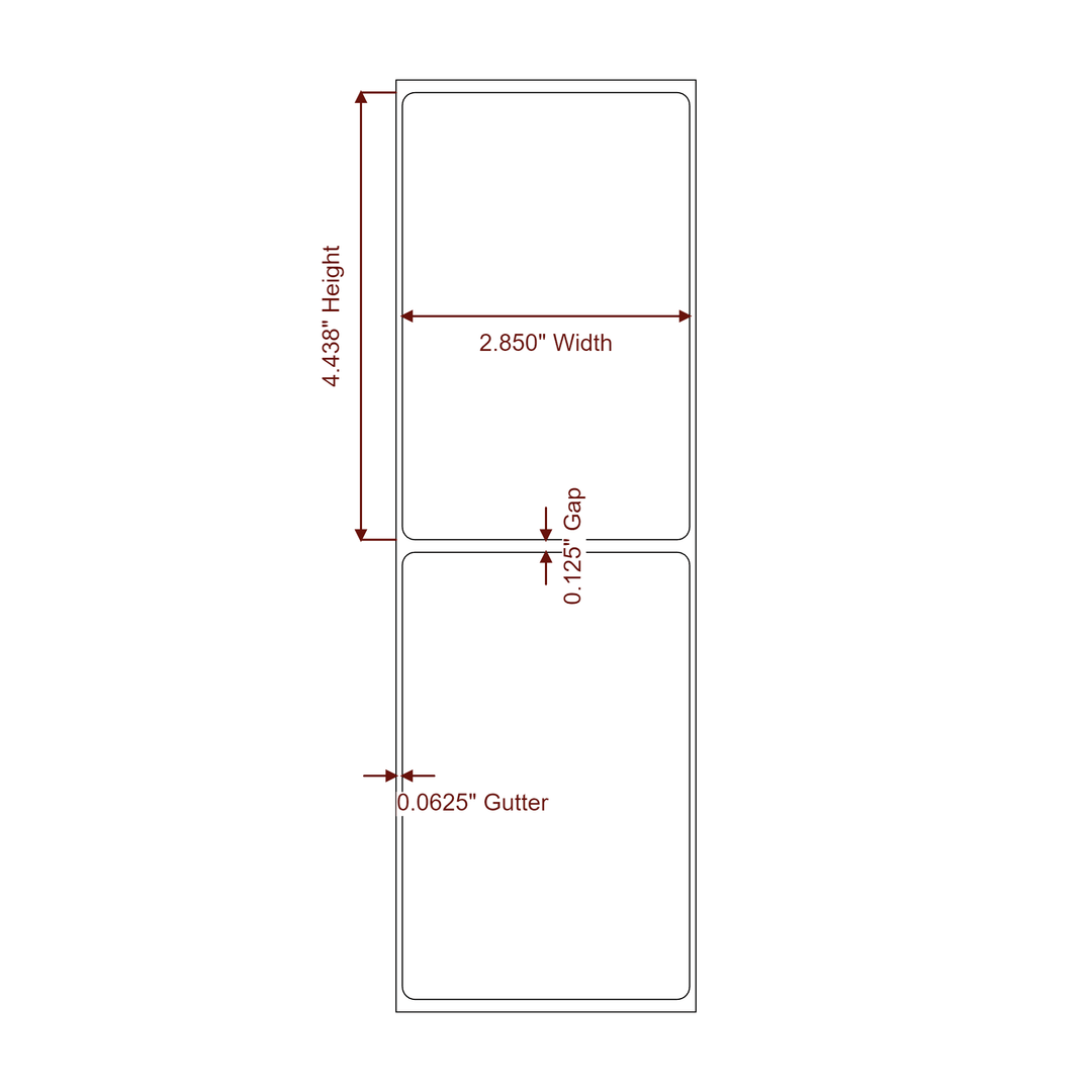 2.85" x 4.4375" Rectangle Roll for Epson ColorWorks, VIPColor & Primera Printers; 2.85" x 4.4375" Rectangle Label Diagram