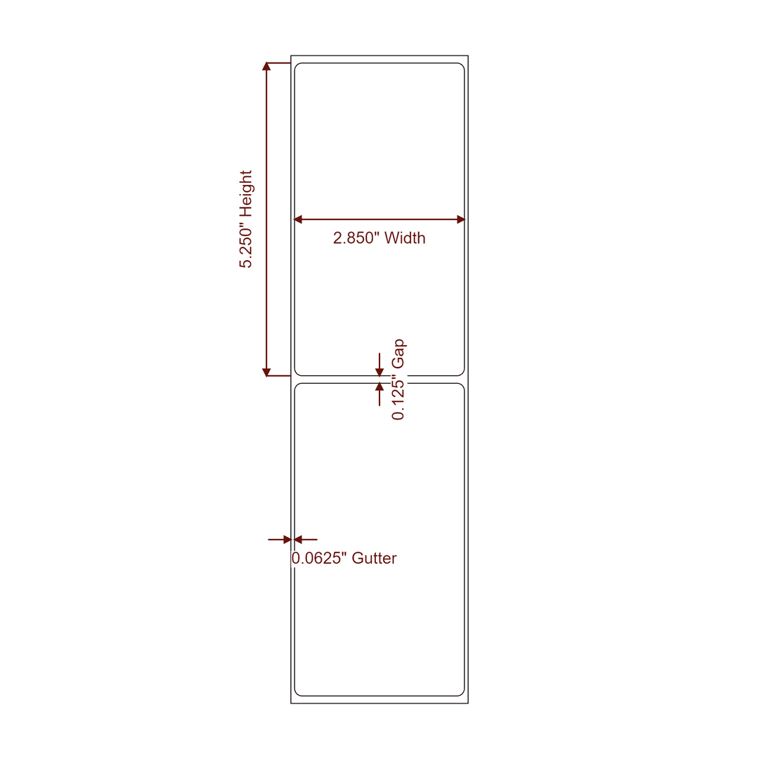 2.85" x 5.25" Rectangle Roll for Epson ColorWorks, VIPColor & Primera Printers; 2.85" x 5.25" Rectangle Label Diagram