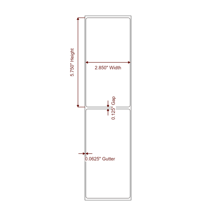 2.85" x 5.75" Rectangle Roll for Epson ColorWorks, VIPColor & Primera Printers; 2.85" x 5.75" Rectangle Label Diagram