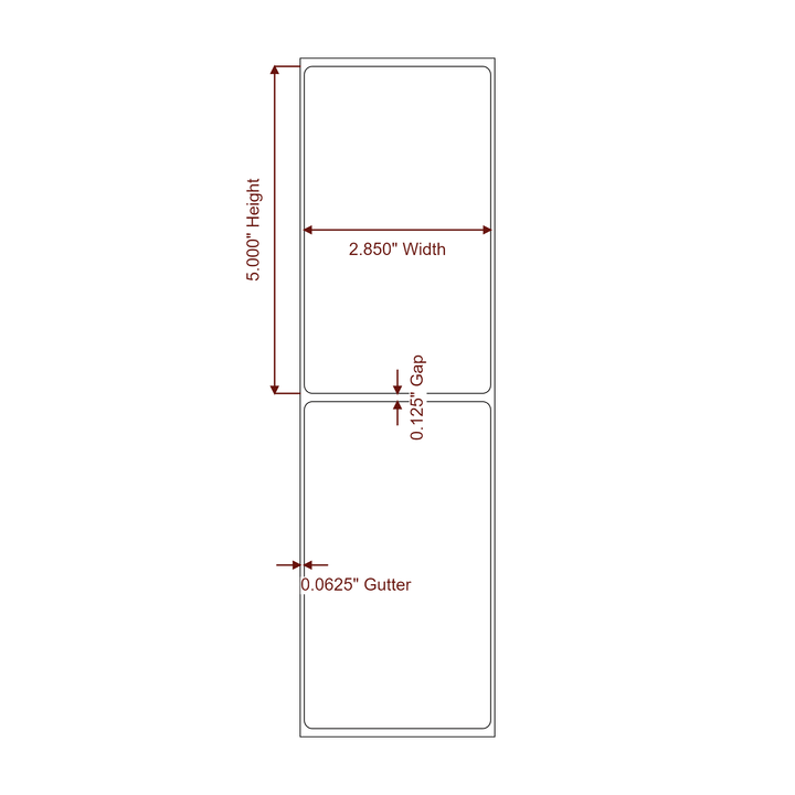 2.85" x 5" Rectangle Roll for Epson ColorWorks, VIPColor & Primera Printers; 2.85" x 5" Rectangle Label Diagram