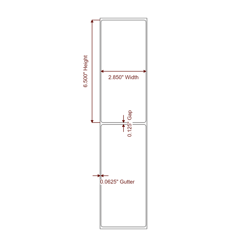 2.85" x 6.5" Inkjet Label Rolls | Fits Epson ColorWorks, VIPColor & Primera - Label Diagram