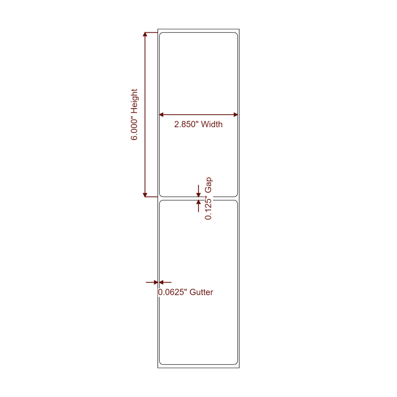 2.85" x 6" Inkjet Label Rolls | Fits Epson ColorWorks, VIPColor & Primera - Label Diagram