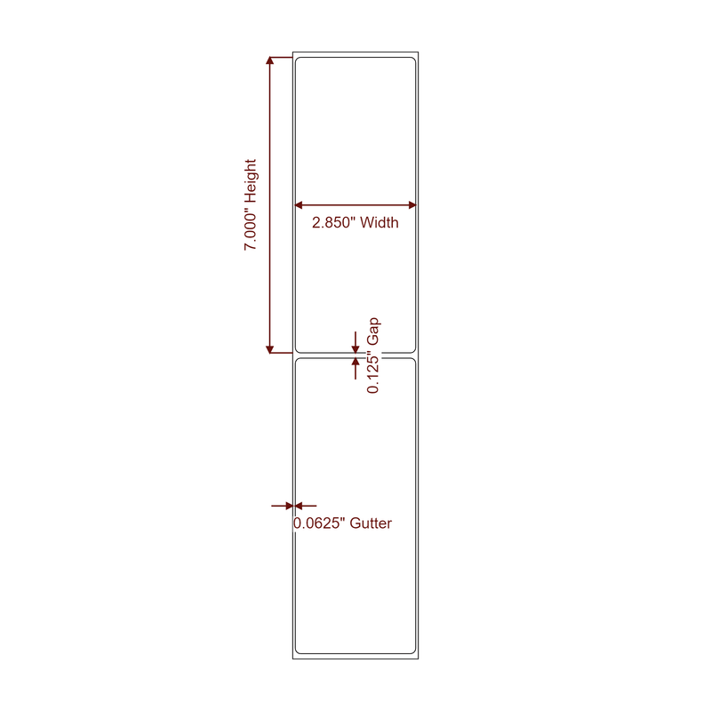 2.85" x 7" Inkjet Label Rolls | Fits Epson ColorWorks, VIPColor & Primera - Label Diagram