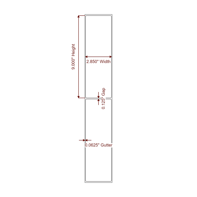 2.85" x 9" Inkjet Label Rolls | Fits Epson ColorWorks, VIPColor & Primera - Label Diagram