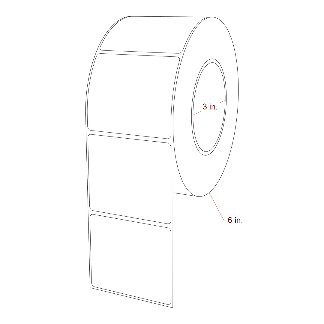 2.875 Inch x 2.5 Inch Rectangle Inkjet Label Roll - 3 Inch Core - 6 Inch Roll OD - 3D Perspective