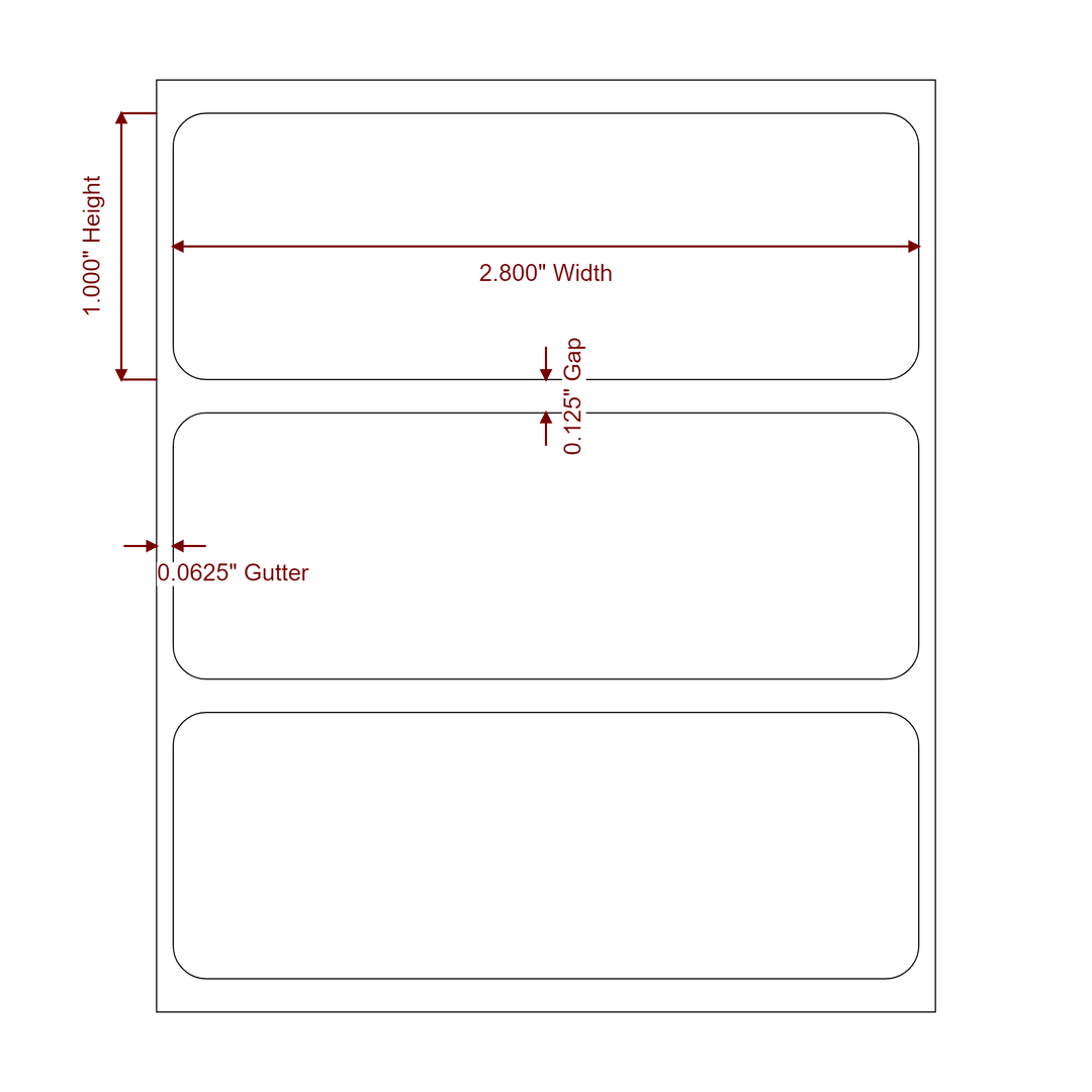 2.8" x 1" Rectangle Roll for Epson ColorWorks & VIPColor Printers; 2.8" x 1" Rectangle Label Diagram