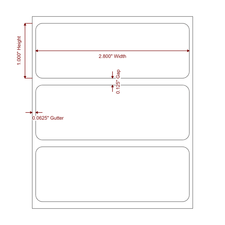 2.8" x 1" Rectangle Roll for Epson ColorWorks & VIPColor Printers; 2.8" x 1" Rectangle Label Diagram