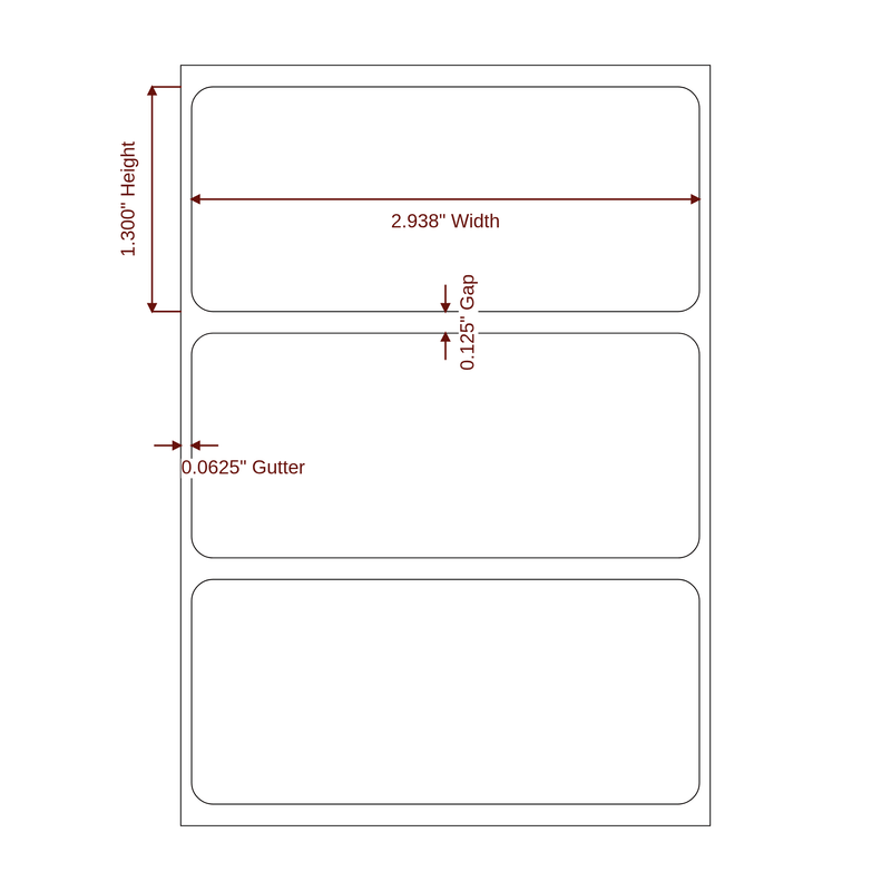 2.938" x 1.3" Inkjet Label Rolls | Fits Epson ColorWorks & VIPColor - Label Diagram