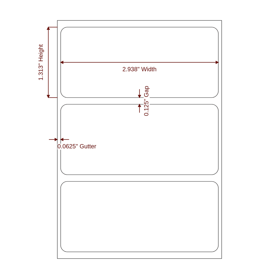 2.938" x 1.3125" Rectangle Roll for Epson ColorWorks & VIPColor Printers; 2.938" x 1.3125" Rectangle Label Diagram