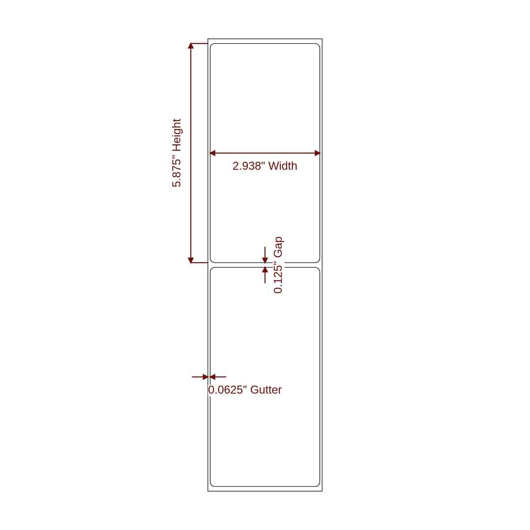 2.938" x 5.875" Rectangle Roll for Epson ColorWorks, VIPColor & Primera Printers; 2.938" x 5.875" Rectangle Label Diagram