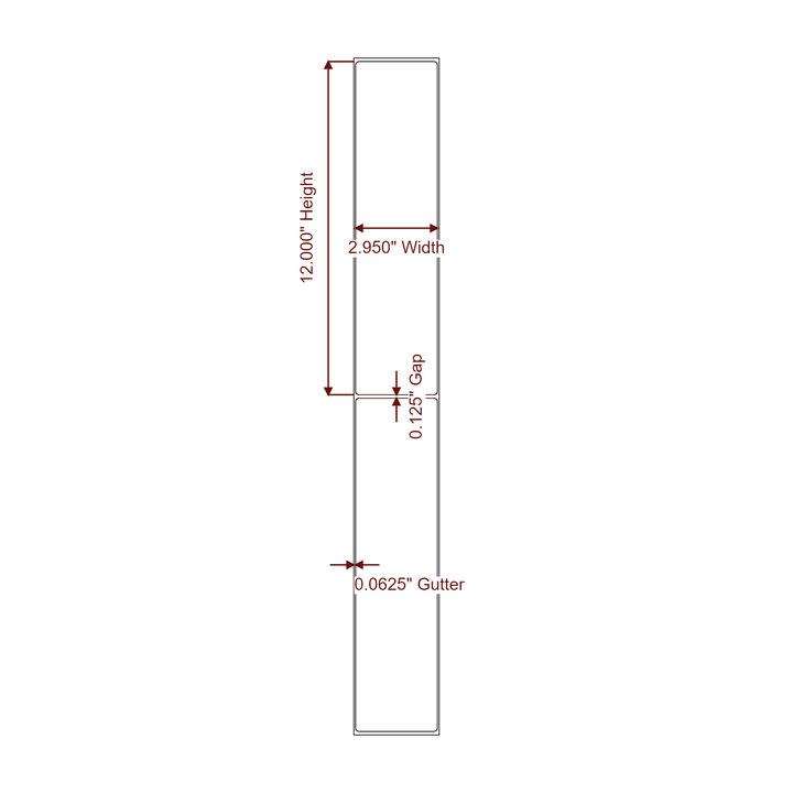 2.95" x 12" Rectangle Roll for Epson ColorWorks, VIPColor & Primera Printers; 2.95" x 12" Rectangle Label Diagram