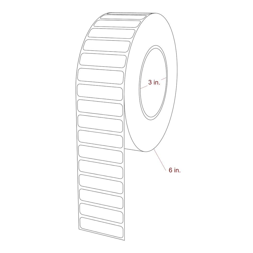 2 Inch x 0.5 Inch Rectangle Inkjet Label Roll - 3 Inch Core - 6 Inch Roll OD - 3D Perspective