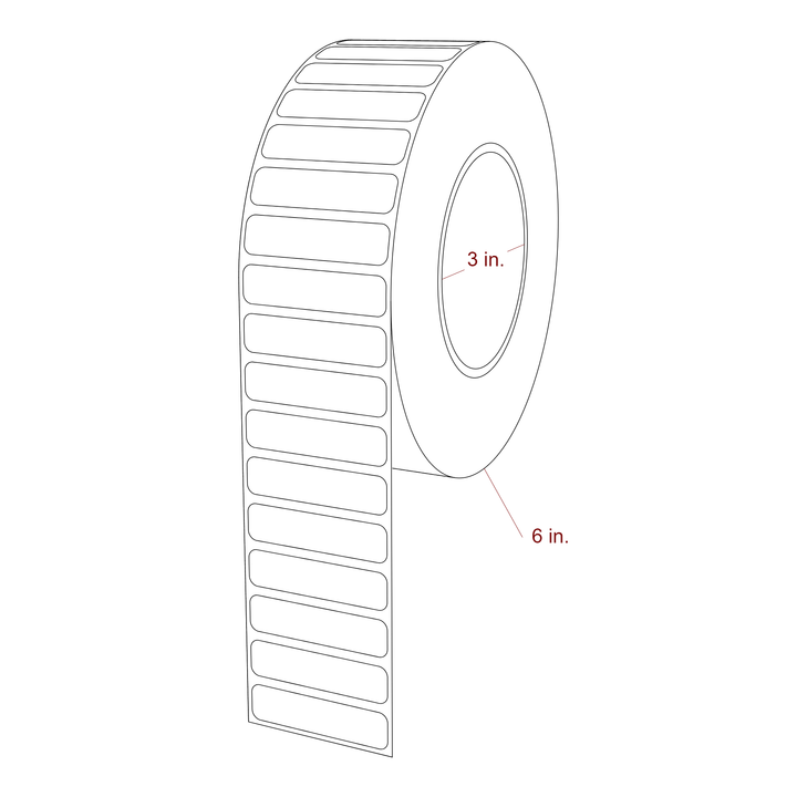 2 Inch x 0.5 Inch Rectangle Inkjet Label Roll - 3 Inch Core - 6 Inch Roll OD - 3D Perspective