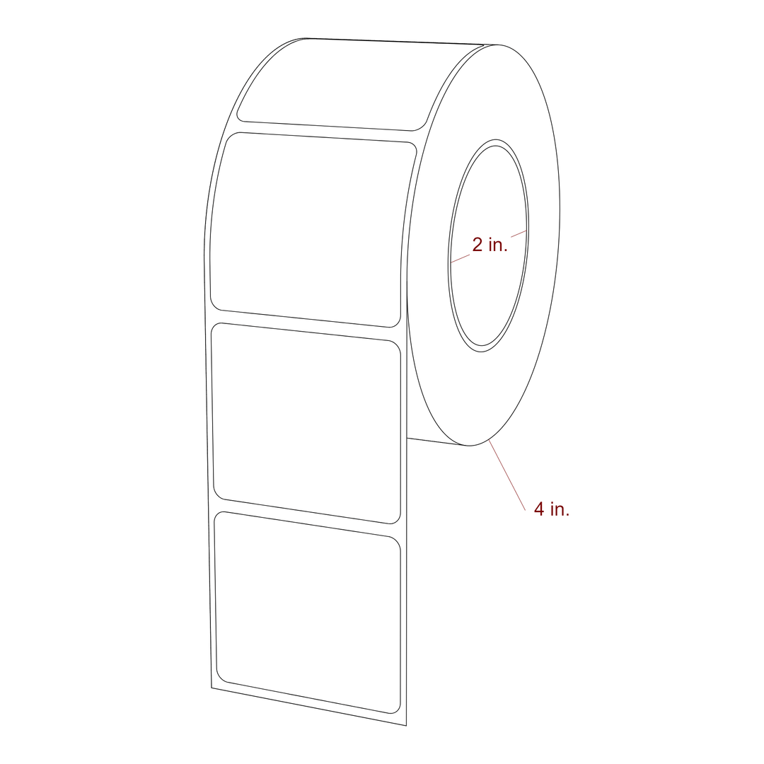2 Inch x 1.75 Inch Rectangle Inkjet Label Roll - 2 Inch Core - 4 Inch Roll OD - 3D Perspective