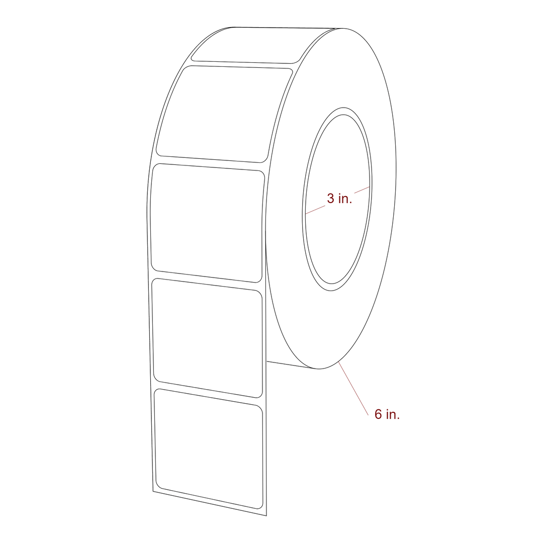 2 Inch x 1.75 Inch Rectangle Inkjet Label Roll - 3 Inch Core - 6 Inch Roll OD - 3D Perspective