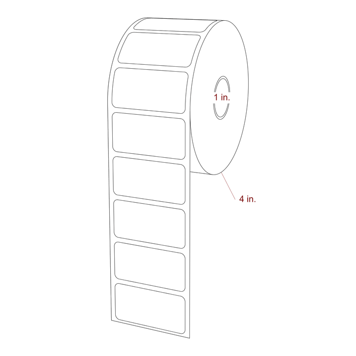 2 Inch x 1 Inch Rectangle Direct Thermal Label Roll | 0.125 in. Gutter - NA Inch Core - NA Inch Roll OD - 3D Perspective