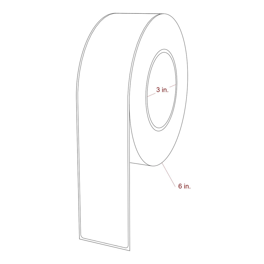2 Inch x 10 Inch Rectangle Inkjet Label Roll - 3 Inch Core - 6 Inch Roll OD - 3D Perspective