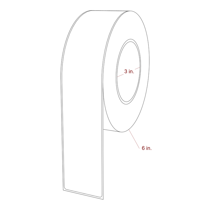 2 Inch x 10 Inch Rectangle Inkjet Label Roll - 3 Inch Core - 6 Inch Roll OD - 3D Perspective