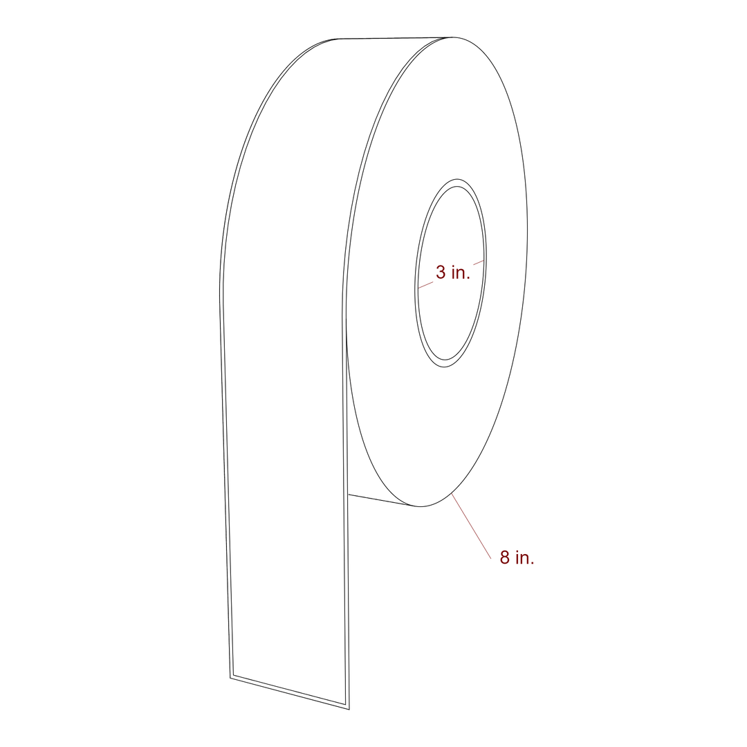 2 Inch x 12 Inch Rectangle Inkjet Label Roll - 3 Inch Core - 8 Inch Roll OD - 3D Perspective