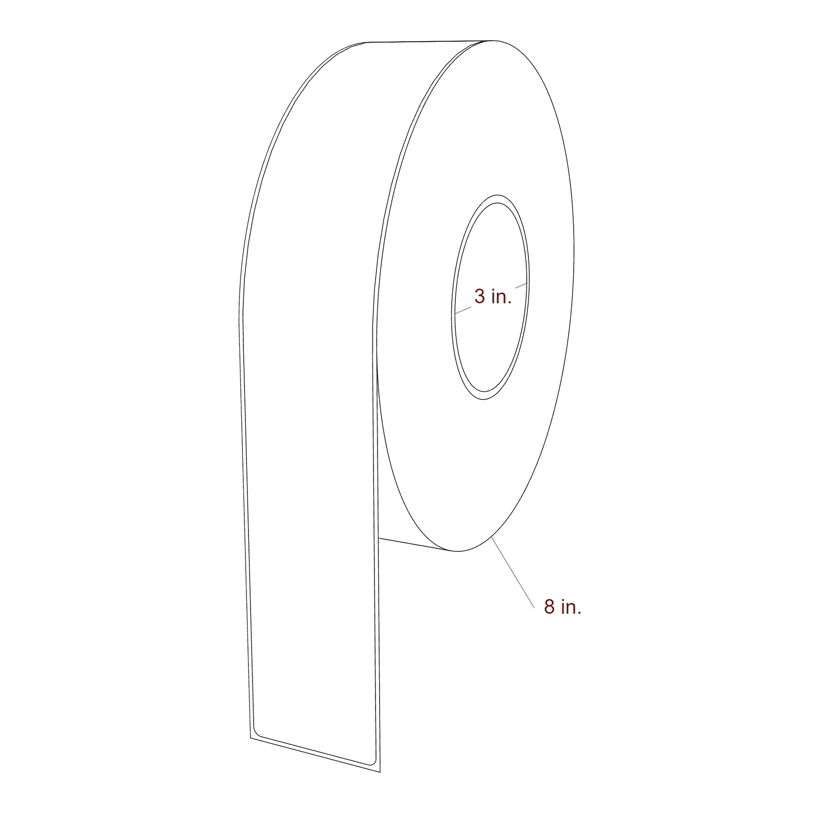 2" x 12" Rectangle Roll for Epson ColorWorks & VIPColor Printers; 2" x 12" Rectangle Label Diagram