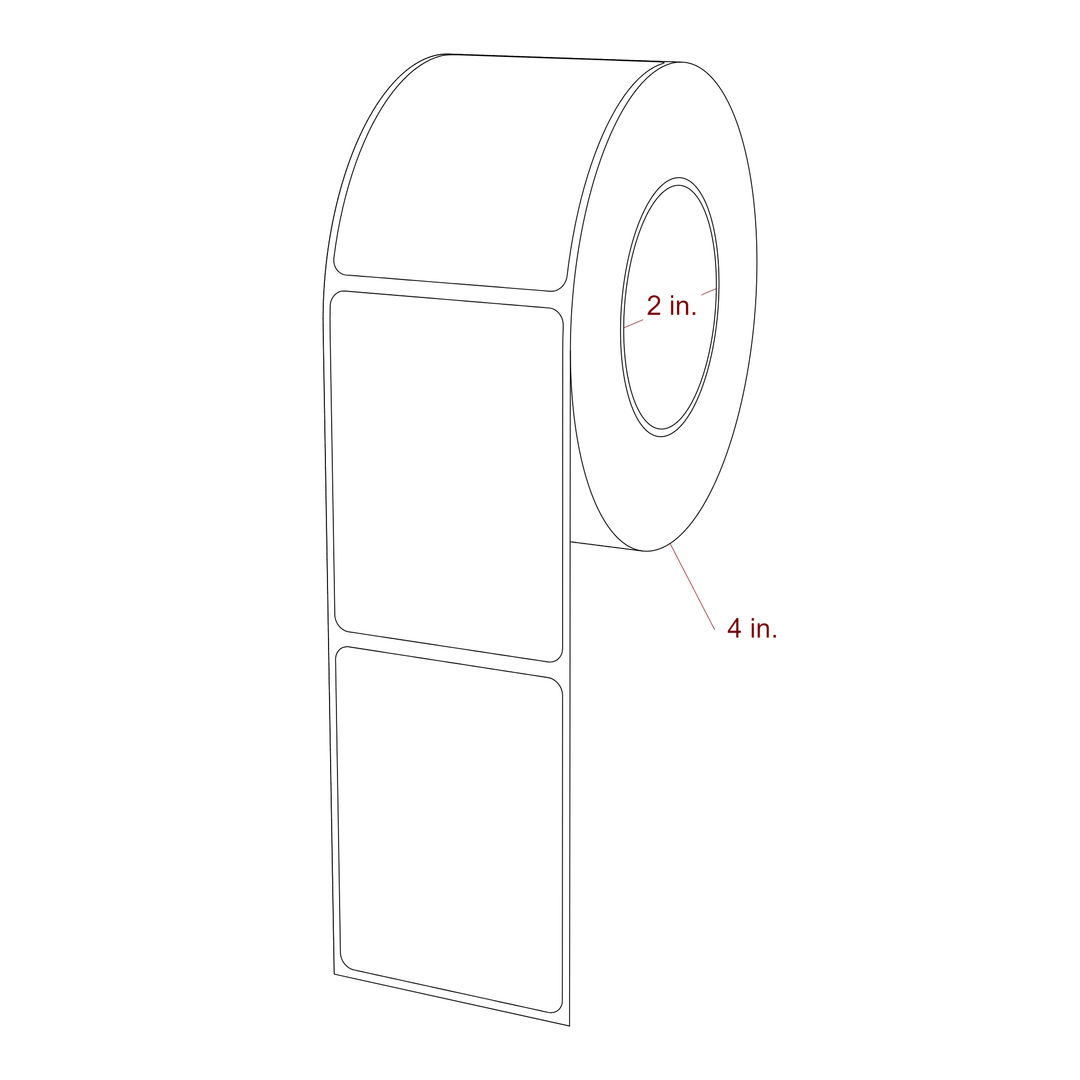 2 Inch x 2.75 Inch Rectangle Inkjet Label Roll - 2 Inch Core - 4 Inch Roll OD - 3D Perspective