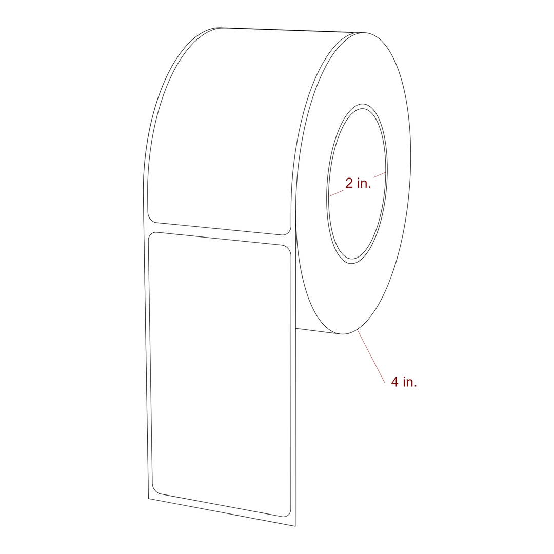 2 Inch x 3.5 Inch Rectangle Inkjet Label Roll - 2 Inch Core - 4 Inch Roll OD - 3D Perspective