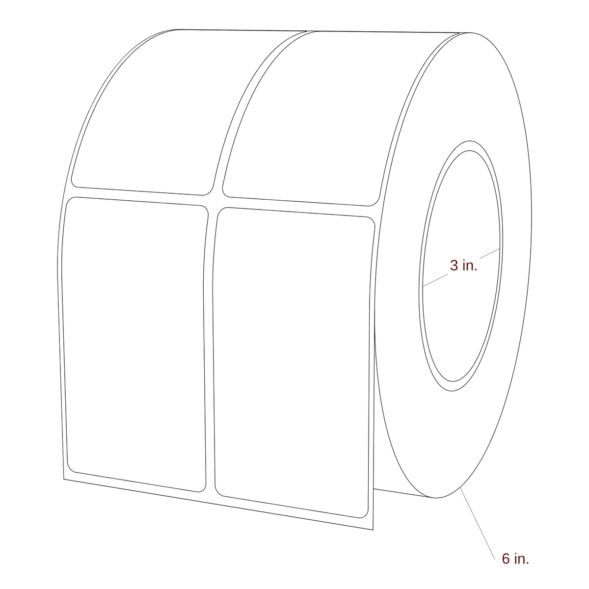 2" x 3.5" Rectangle Roll for Epson ColorWorks, VIPColor & Primera Printers; 2" x 3.5" Rectangle Label Diagram
