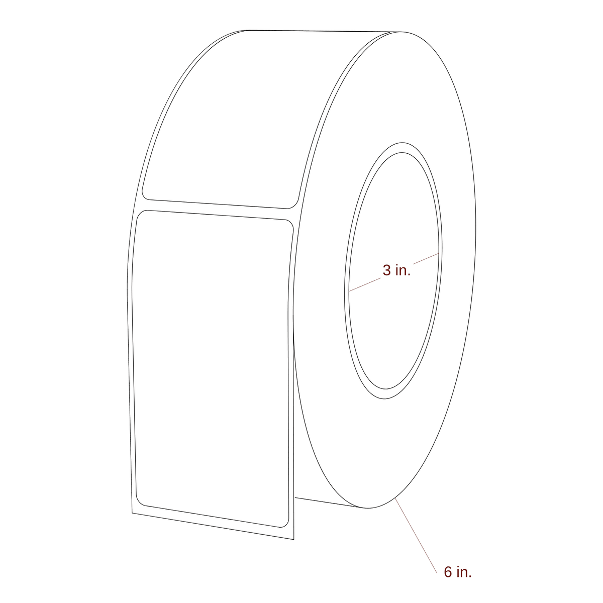 2" x 3.5" Rectangle Roll for Epson ColorWorks, VIPColor & Primera Printers; 2" x 3.5" Rectangle Label Diagram