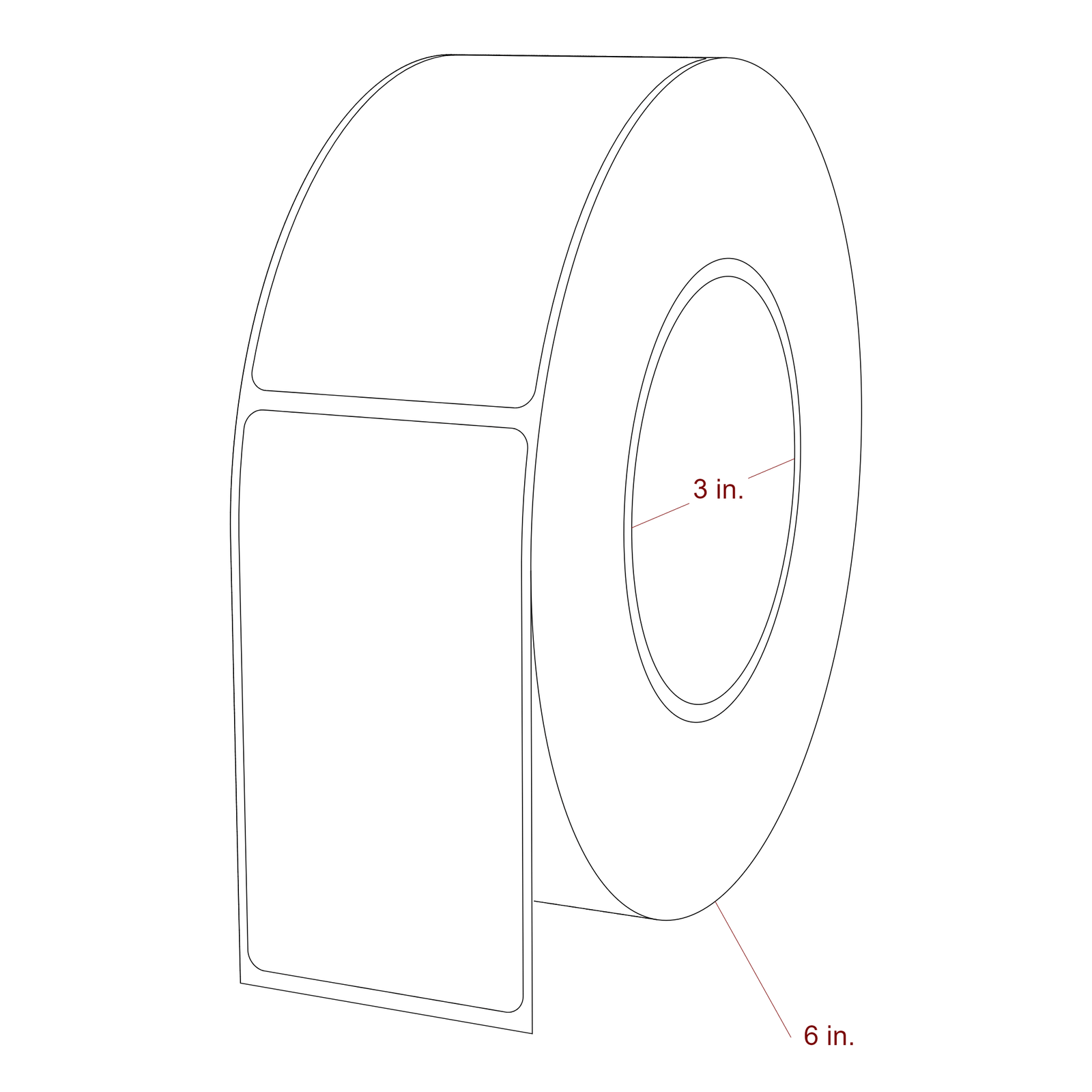 2" x 3.6875" Rectangle Roll for Epson ColorWorks, VIPColor & Primera Printers; 2" x 3.6875" Rectangle Label Diagram