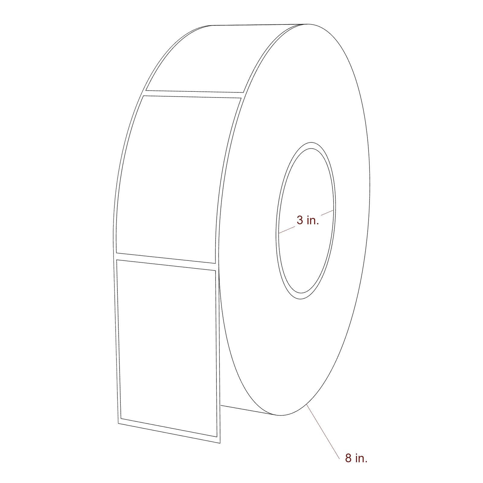 2" x 3" Rectangle Roll for Epson ColorWorks & VIPColor Printers; 2" x 3" Rectangle Label Diagram