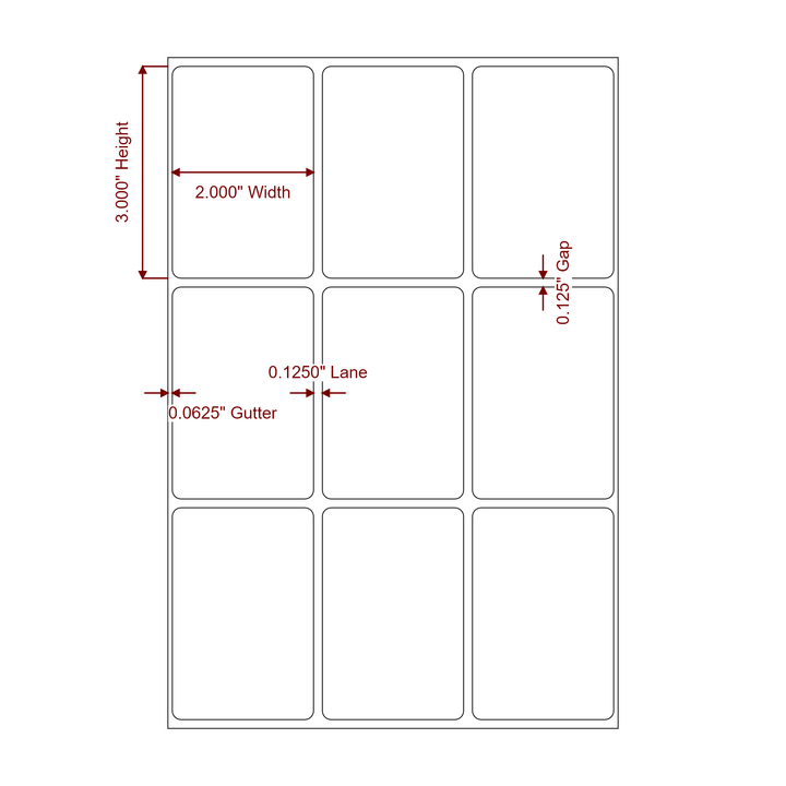 2" x 3" Rectangle Roll for Epson ColorWorks & VIPColor Printers; 2" x 3" Rectangle Label Diagram