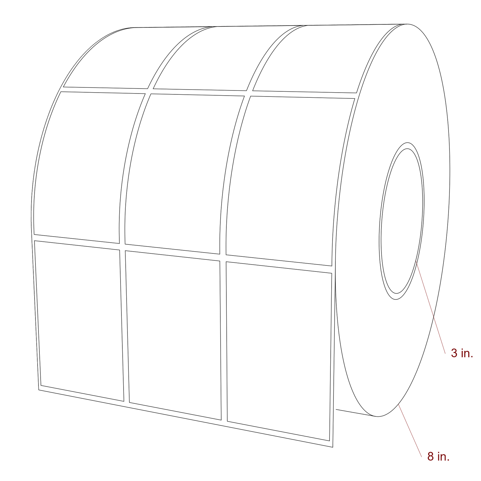 2" x 3" Rectangle Roll for Epson ColorWorks & VIPColor Printers; 2" x 3" Rectangle Label Diagram