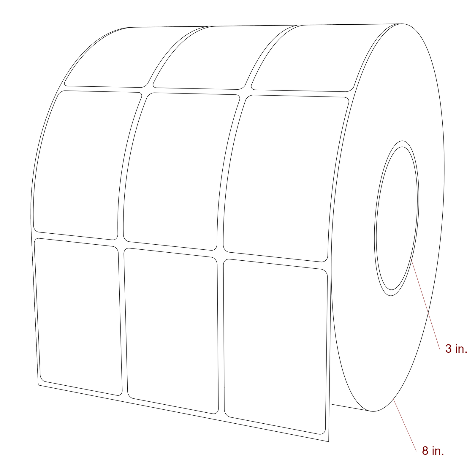 2" x 3" Rectangle Roll for Epson ColorWorks & VIPColor Printers; 2" x 3" Rectangle Label Diagram