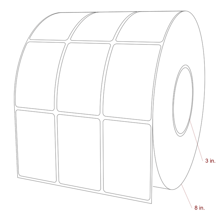 2" x 3" Rectangle Roll for Epson ColorWorks & VIPColor Printers; 2" x 3" Rectangle Label Diagram