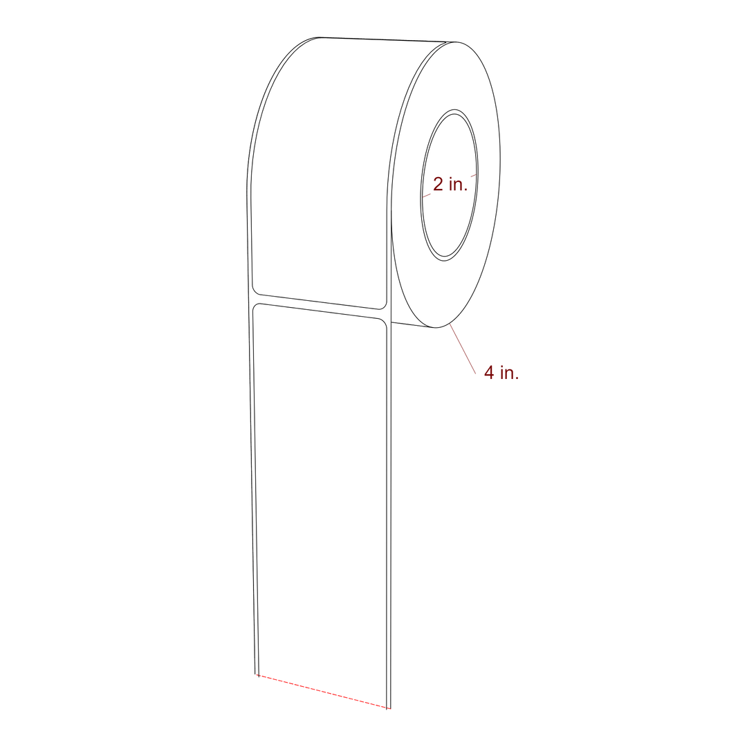 2 Inch x 4.5 Inch Rectangle Inkjet Label Roll - 2 Inch Core - 4 Inch Roll OD - 3D Perspective