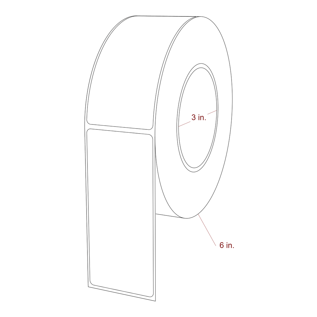 2 Inch x 4.5 Inch Rectangle Inkjet Label Roll - 3 Inch Core - 6 Inch Roll OD - 3D Perspective