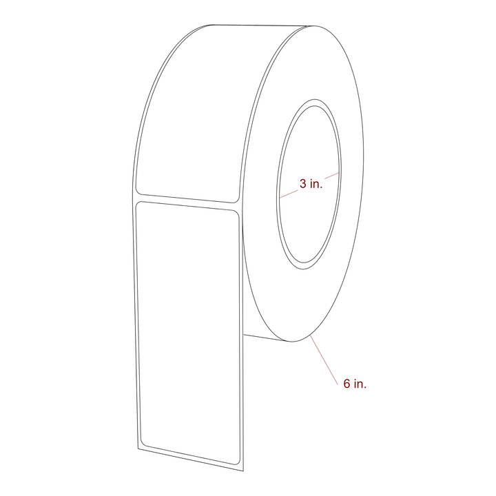 2 Inch x 4.5 Inch Rectangle Inkjet Label Roll - 3 Inch Core - 6 Inch Roll OD - 3D Perspective