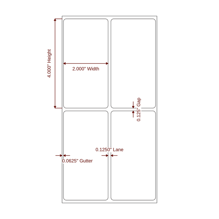 2" x 4" Rectangle Roll for Epson ColorWorks, VIPColor & Primera Printers; 2" x 4" Rectangle Label Diagram