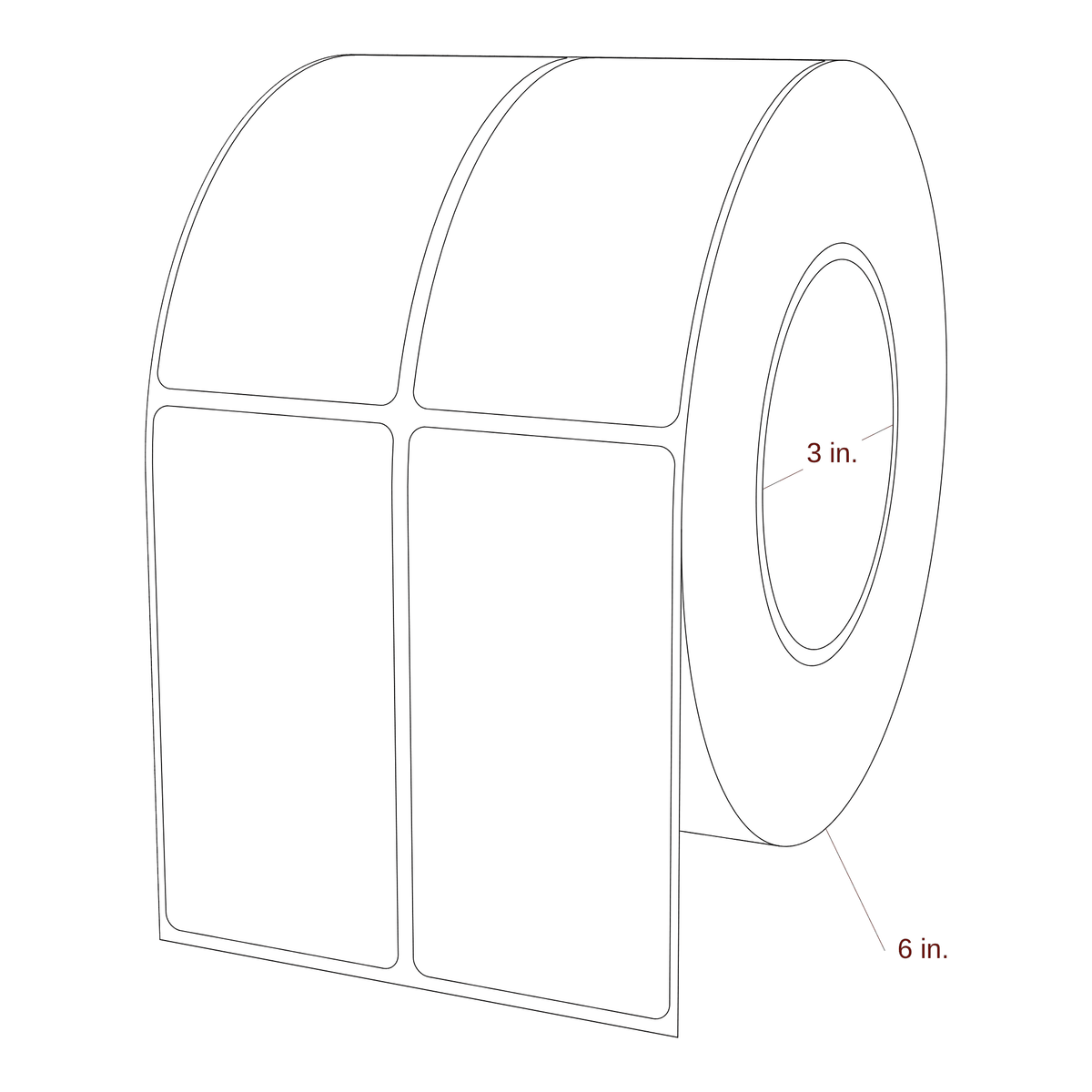 2" x 4" Rectangle Roll for Epson ColorWorks, VIPColor & Primera Printers; 2" x 4" Rectangle Label Diagram