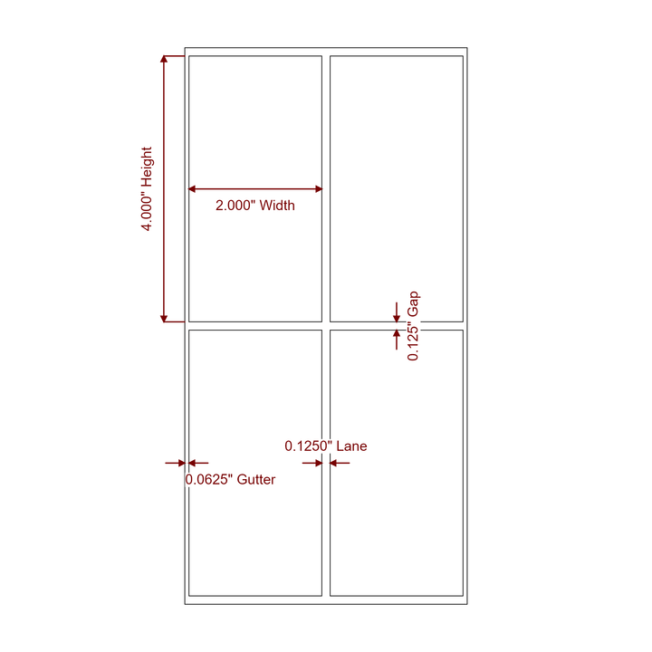 2" x 4" Rectangle Roll for Epson ColorWorks & VIPColor Printers; 2" x 4" Rectangle Label Diagram